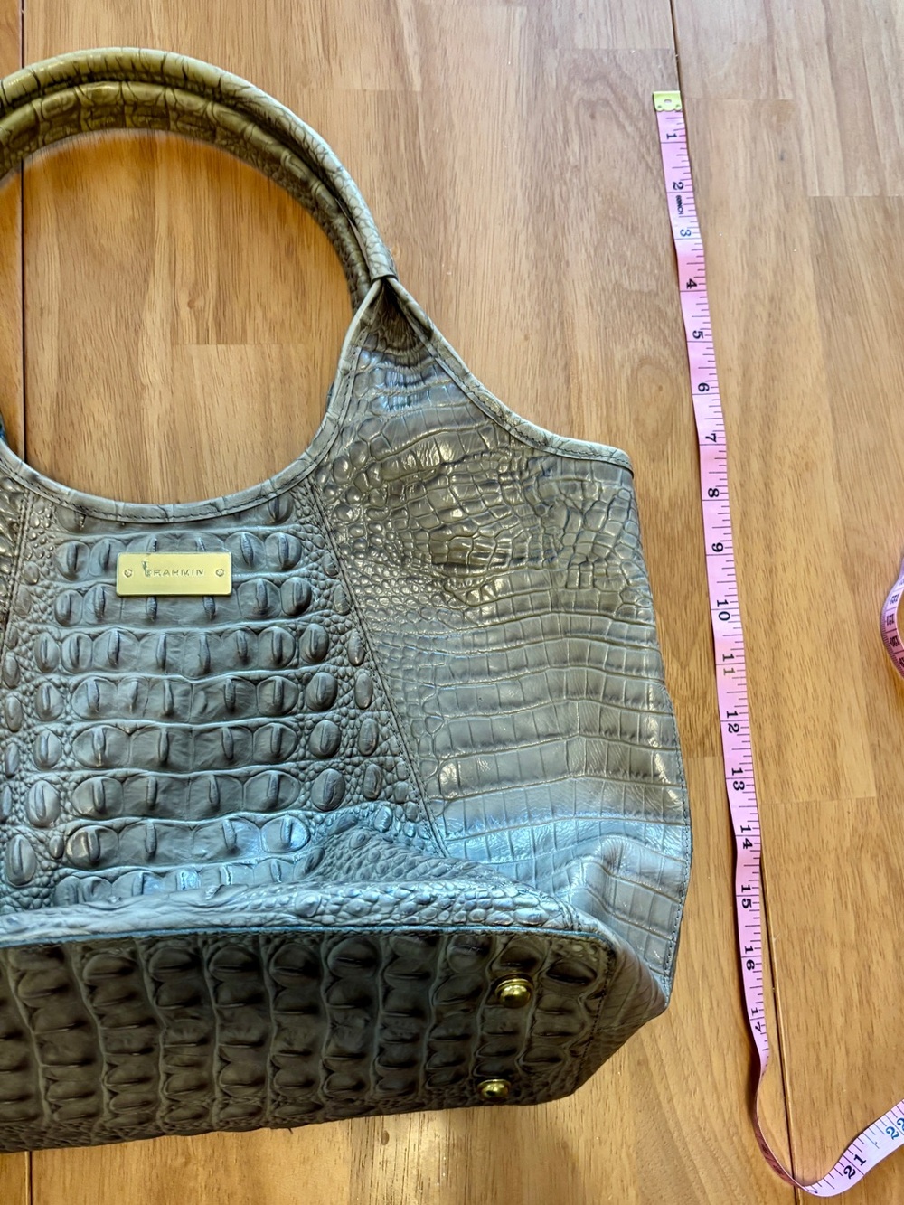 Brahmin Croc-Embossed Leather Taupe Tote Bag ~ - Picture 7 of 11